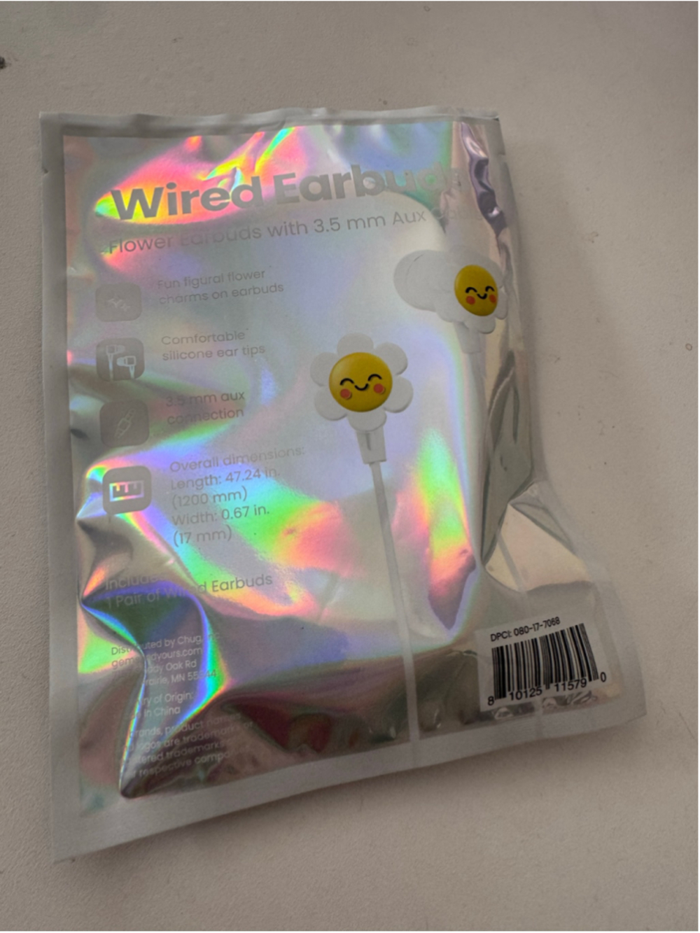 Unbranded Flower Wired Earbud Headphones One Size White Yellow
